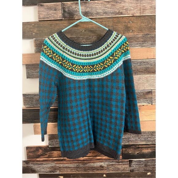 Talbots Womens Sweater Lambswool Blend Fair Isle Pullover size medium - Picture 1 of 5